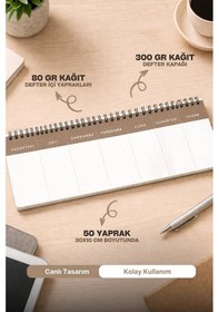 Resim Tarihsiz Spiralli Haftalık Masaüstü Planlayıcı - Sarı Dalgalar - 10x30 Cm Plango Turkuaz 