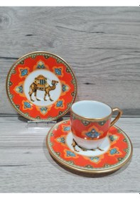 Resim River World 4 Parça 2 Kişilik Porselen Türk Kahvesi Fincan Takımı Cml Serisi Çok Renkli 