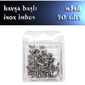 Resim M3x8 İnox Havşa Baş İmbus Civata (50 Adet) 