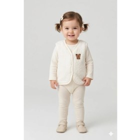 Resim HaanBebe Unisex Bebek Ayıcık Detaylı Polar Pelüş Yelek (3 Renk Seçeneği) Kahverengi/ekru/pembe 