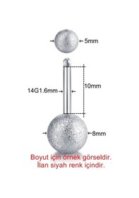Resim Siyah Renk 8Mm Top Uçlu Paslanmaz Çelik Göbek Piercing P455B Siyah 