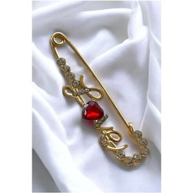 Resim shop Altın Renk Love Yazılı Eşarp İğnesi/Broş 