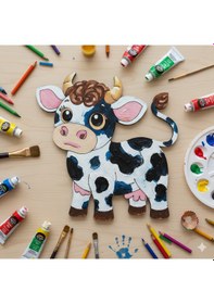 Resim Ahşap Boyanabilir İnek Figürü 15x14 Cm - 3mm Mdf Çiftlik Serisi Eğitici Boyama Seti 10 Adet 