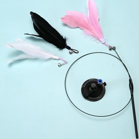 Resim Kedi Teaser Oyuncak, Tüy ve Esnek Çelik Tel ile - İç Mekan Oyunları, Kendi Eğlencesi ve Kedi Stresi İçin Uzun Çubuk, Tek Kişilik Eğlence, Egzersiz ve Boşluk Giderme İçin Harika, Güvenli, Çiğneme Dirençli, Pilsiz 