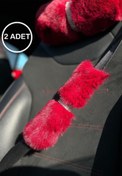 Resim TASARIM ARABAM ATİKE ELİF AKIN Bordo Kürk Gümüş Taş Şeritli Kemer Konforu Set 2 Adet Kemer Pedi 