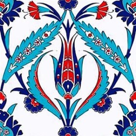 Resim Armada Çini 20x20 Cm Ac 2 Kırmızı Lale Desenli İznik Çini Karo 