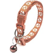 Resim Soulader Ayarlanabilir Kedi Tasması Pençe Baskılı Desenli Yaka Çanlı Evcil Hayvan Boyunluğu Gezdirme Ekipmanları Aksesuarları 