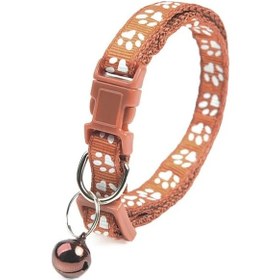 Resim Soulader Ayarlanabilir Kedi Tasması Pençe Baskılı Desenli Yaka Çanlı Evcil Hayvan Boyunluğu Gezdirme Ekipmanları Aksesuarları 