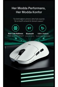 Resim Coverzone Ajazz AJ159 NL Kablosuz Gaming Mouse – 3 Modlu Bağlantı, Ultra Düşük Gecikme, 61g Hafif 