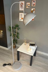 Resim Gri Lambader Hareketli Başlık Modern Dekoratif Metal Oturma Odası Çalışma Odası Zemin Lambası Gri 