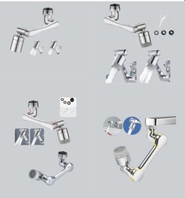 Resim Esnek 1080 Musluk Başlığı 3 Eklemli Hareketli Su Modlu Lavabo Aparatı Siyah 