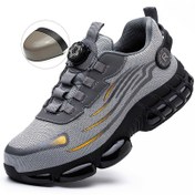Resim Erkek Moda Güvenlik Çalışma Ayakkabıları - Casual Lace-Up Spor Ayakkabı, Solunabilir Kumaş, PU Taban, Çelik Parmak Koruyucu ile, Yürüyüş, Outdoor Aktiviteler, Günlük Giyim, Tüm Mevsim Yuvarlak Burun Koruyucu Ayakkabı 