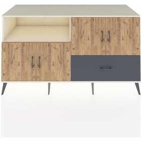 Resim Kronos Konsol 4 Raflı Tek Çekmeceli 4 Kapaklı 176x59x99 Aytaşı-ça Aytaşı-çam/antrasit 