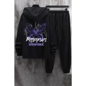 Resim Trendypassion Unisex Butterfly & Letter Graphic Baskılı Eşofman Takımı 