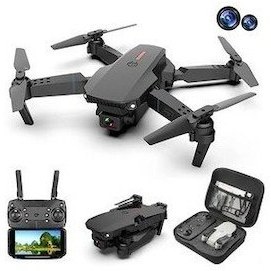 Resim Blue Inter E88 4K Hd Çift Kameralı App Kontrol Wifi Katlanabilir Drone Siyah 