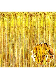 Resim Büro Ev Partisi İçin 1x2mt Golden Metalize Parlak Saçaklı Arka Fon Perde Dekor Diğer 