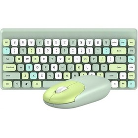 Resim Qw02 Kablosuz Klavye Mouse Seti Yeşil Optik 