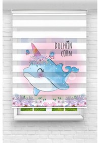 Resim Perdecizade Enxboy Sevimli Köpek Balğı Dijital Baskılı Zebra Perde-cocuk Odası-stor Perde Pz-2520 Renkli 