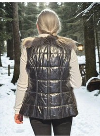 Resim Kadın Kolsuz Fermuarlı Yelek - Siyah Siyah 