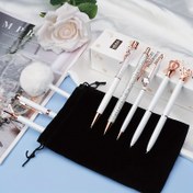 Resim 9/5 adet Şık Kristal Elmas Kalem Seti Siyah Mürekkeple - Parıltılı, Dayanıklı Metal Gövde, Şık Yazma İçin Dekoratif Kolye ve Stylus Dahil, Ofis veya Ev Kullanımı İçin Mükemmel, Sevimli Kalemler 