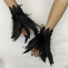 Resim Gotik Tarz 1 Çift Siyah ve Çok Renkli Yapay Tüylü Parti Karnaval Kol Manşeti Eldivenler Cosplay Bileklik Aksesuarları, Sahne Gösterisi Performans Malzemeleri, Şık Kostüm Tamamlayıcısı, Karanlık Festival Stili, İnce Detaylı Dizayn, Çarpıcı İçerik 