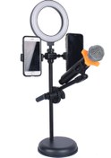 Resim TechnoStation Profesyonel 4 In 1 Discord Youtuber Yayıncı Canlı Yayın Telefon Mikrofon Standı Işıklı 4 Lü Stand 