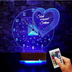 Resim Sevgili Hediyesi Kişiye Özel Saatli Gece Lambası Sevgiliye Hediye 