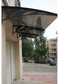 Resim Kapı Üstü Sundurma 100x120 Cm Ant. Gri Ayak 3mm Solid Gri Levha 