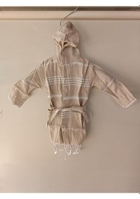 Resim Kapüşonlu Çocuk Peştamal Bornoz 1-5 Yaş Bej 