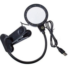 Resim 12 Led Clipslı Işıklı Büyüteç ışıklı Masa Lambası Çalışma Lambası Siyah 