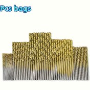 Resim 50 adet Titanyum Kaplamalı Yüksek Hız Çelik Matkap Ucu Seti, 135° Noktalı Uç, DIY El İşleri, Ahşap İşleme ve Takı Yapımı için Uygun - Boyutlar 1/25" ile 1/8", Metal Silindirik 