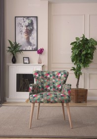 Resim LOVİSSE HOME Patchwork Desen Berjer Tekli Koltuk. Ofis, Balkon, Cafe, Bekleme, Güzellik Merkezi, Çay Seti 