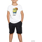 Resim Spongebob Hipster Çocuk Tişört Beyaz 