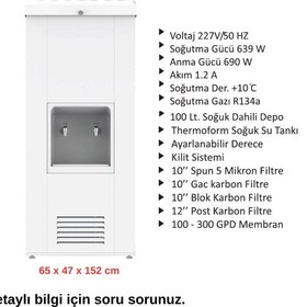 Resim Sanayi Tipi Sebil 100 Lt. Soğutmalı Arıtmalı Beyaz Boyalı 