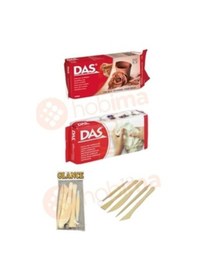 Resim Das Beyaz+kahve Seramik Kili 500 Gr+glance Modelaj Kalemi Ebeşuar 5 Li Ahşap Set 