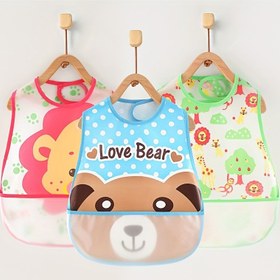 Resim 3 adet Sevimli Ayı & Çiçekli Bebek Önlüğü, Kolsuz, Ayarlanabilir Minik Önlük, "Aşk Ayısı" Tasarımı, Yemek Zamanı & Oyun Zamanı için Mükemmel, Polyester Lif, Rastgele Renk Seçimi, Bebek Önlüğü 