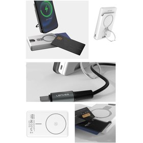 Resim Lenyes PW0006D PD 20W Hızlı Şarj Özellikli Kartlıklı Standlı 15W 5000mAh Kablosuz Powerbank - Beyaz 