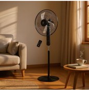 Resim King Uzaktan Kumandalı 5 Metal Kanatlı 18İnç 110 Watt Zaman Ayarlı Ayaklı Vantilatör Sessiz-ESİNTİ KV1918 