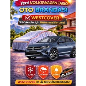 Resim WestCover Yeni Volkswagen Taigo Uyumlu (Turuncu Dikişli-Ref) Oto Brandası,araba Çadırı 