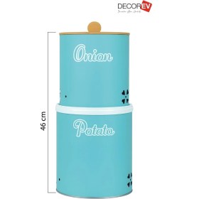 Resim Decorev Bambu Tek Kapaklı Metal Patates Soğanlık Mint Rengi Dc -7107 