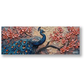 Resim Pembe Çiçek Ve Tavus Kuşu - 140x50 