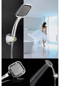 Resim Siyah Kare Banyo Duş Seti Hortum Mafsal Ve Başlık Set Diğer 