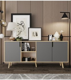 Resim Latina Modern Konsol 3 Kapaklı 180 Cm Safir Meşe - Antrasit Safir - Antrasit 