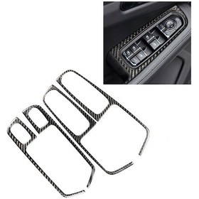 Resim Porsche Macan İçin 4 Adet Karbon Fiber Araba Pencere Düğme Paneli Dekoratif Etiket 1 Adet 