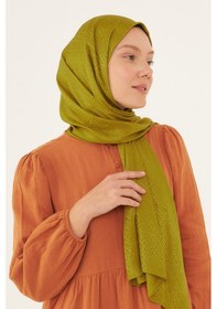 Resim Mirsoy Scarf Halka Desen Parlak Jakar Şal - Yağ Yeşili Yağ Yeşili 