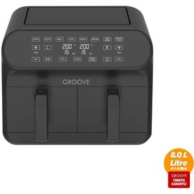 Resim E&D Collection Groove XXL 1800W (4Lt+4Lt) 8Lt Çift Hazneli Airfryer Air Fryer Yağsız Sıcak Hava Fritözü Siyah 