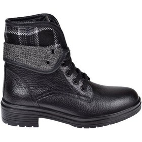 Resim Beety Hakiki Deri Bileği Katlamalı Kadın Bot Bee-2175 Siyah Siyah 