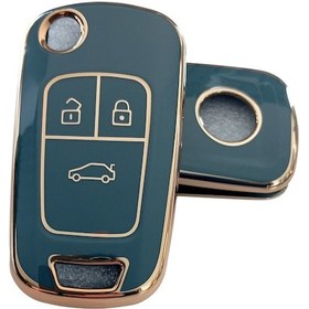 Resim Opel Astra J Insignia Chevrolet Cruze Uyumlu Nano Kumanda Anahtar Kılıfı Oto Anahtarlık Gri - Gold 