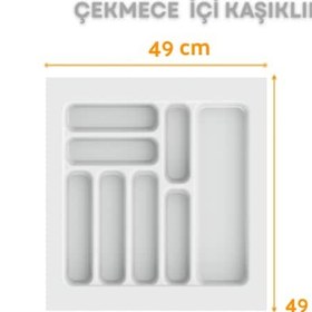 Resim Çekmece İçi Kaşıklık Kepçelik Düzenleyici Organizer 49x49 Cm Beyaz 43x40 Cm Kadar Kesilebilir Beyaz 