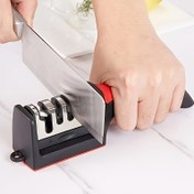 Resim 1 adet Kırmızı-Siyah Dört Aşamalı Çok Fonksiyonlu 4 Seviyeli Profesyonel Bıçak Bileme - Tungsten Çeliği, ABS ve Seramik Bileme Taşlarından Yapılmıştır - Asılması Kolay, Mutfak Malzemeleri, Yaz Ev Malzemeleri 